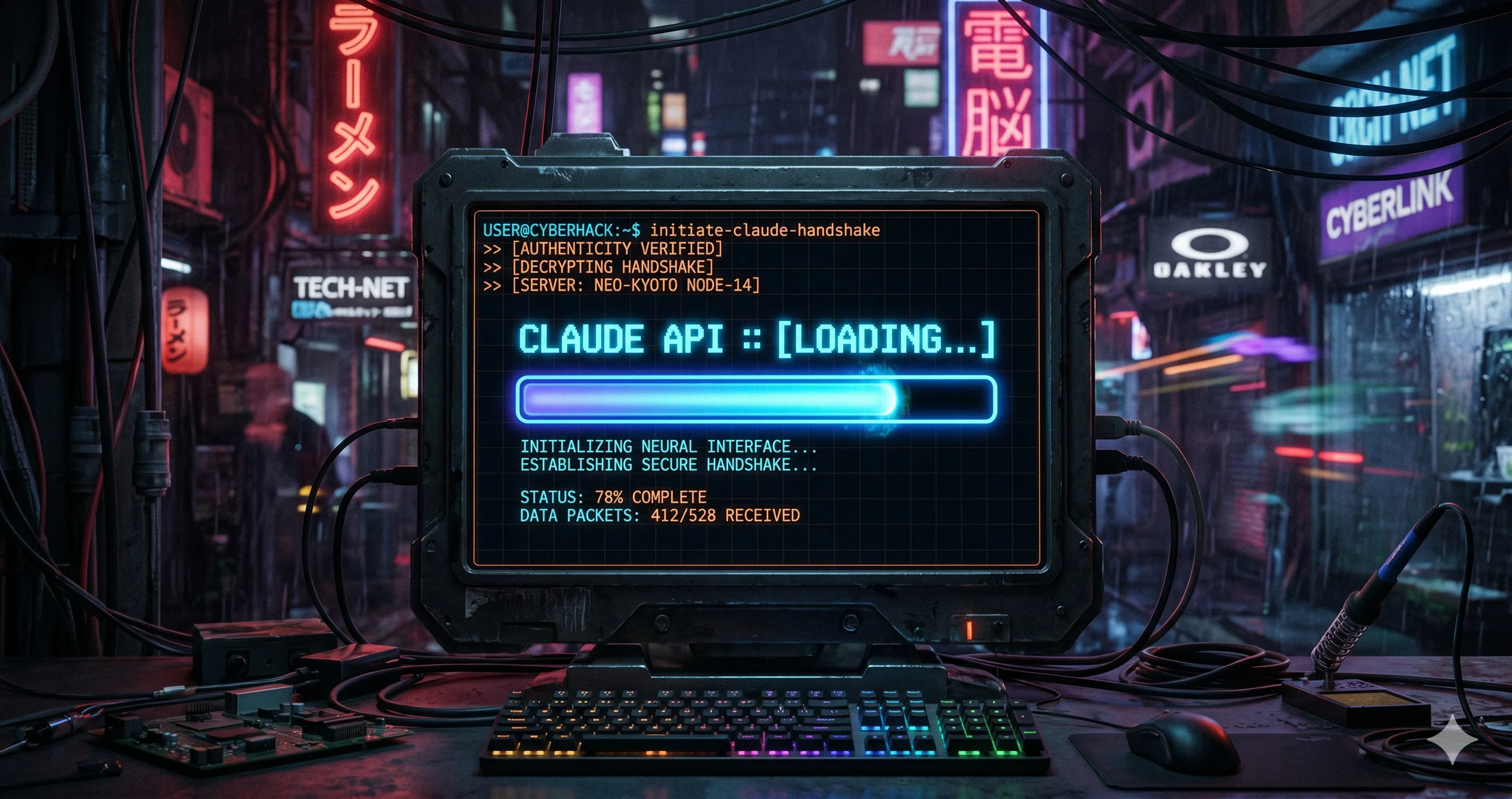 Terminal showing Claude API load indicator