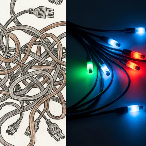 Cables y enredos a simpleza led